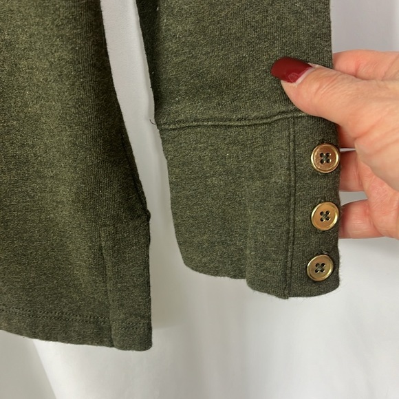 Talbots popover high neck long sleeve casual top Sz SP Army Green - Picture 6 of 9